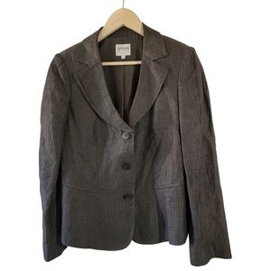 ARMANI Collezioni Made in Italy Women's Single Breasted Blazer Sz 8 Brown Tweed